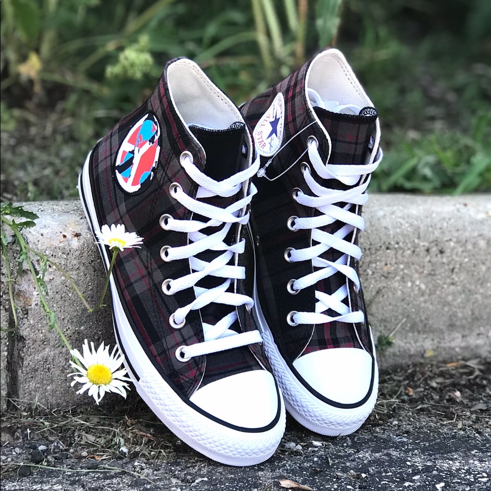 Sale 5 Star NWT HTF Converse CT Peace Plaid Hi - Picture 4 of 13